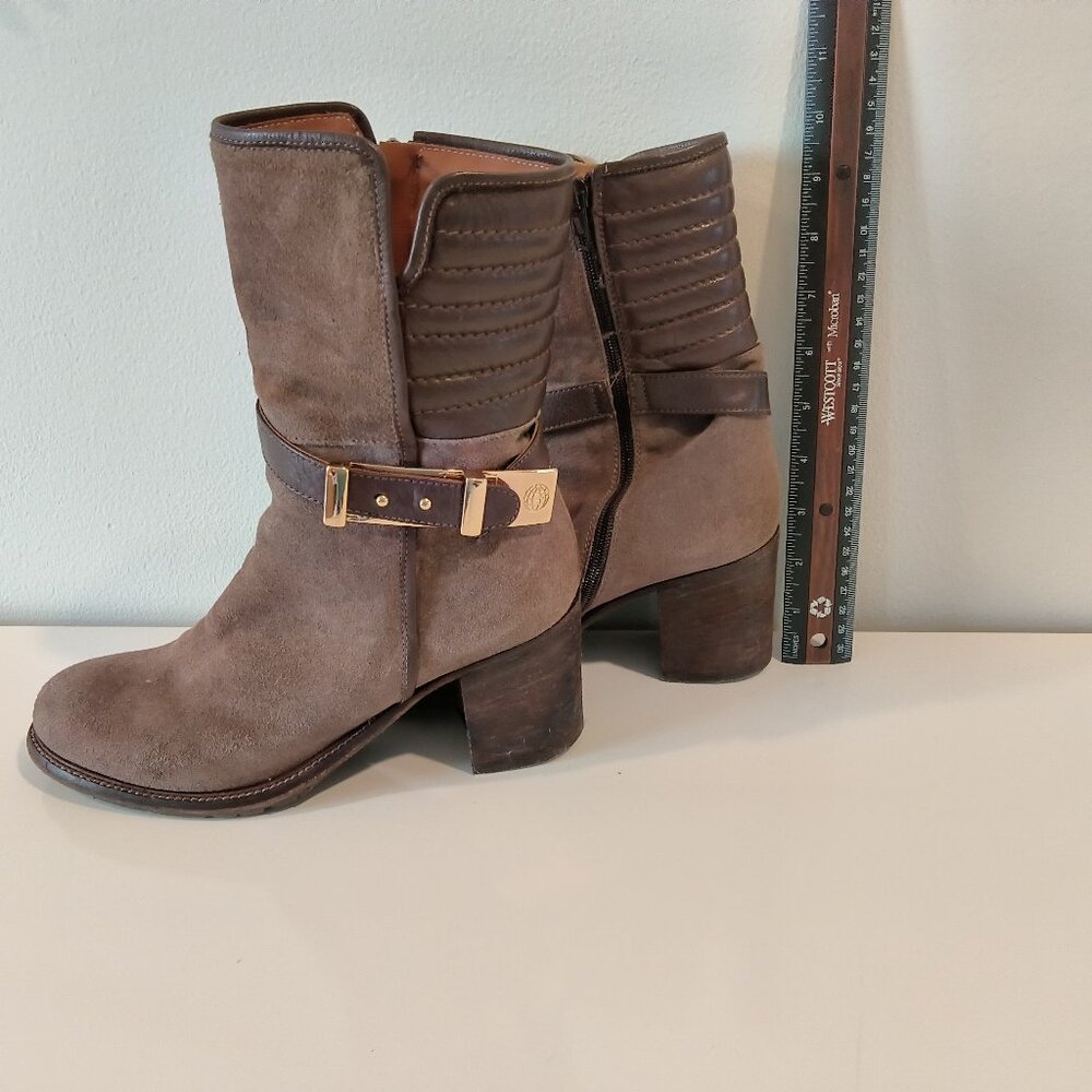 Napoleoni  Brown Suede And Leather Boots Made in Italy Size  37 - Picture 2 of 9